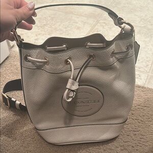 Coach White Leather Bucket Bag
